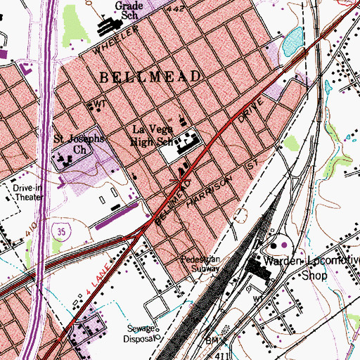 Topographic Map of Bellmead City Hall, TX