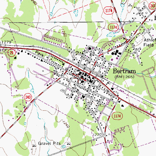 Topographic Map of Bertram City Hall, TX