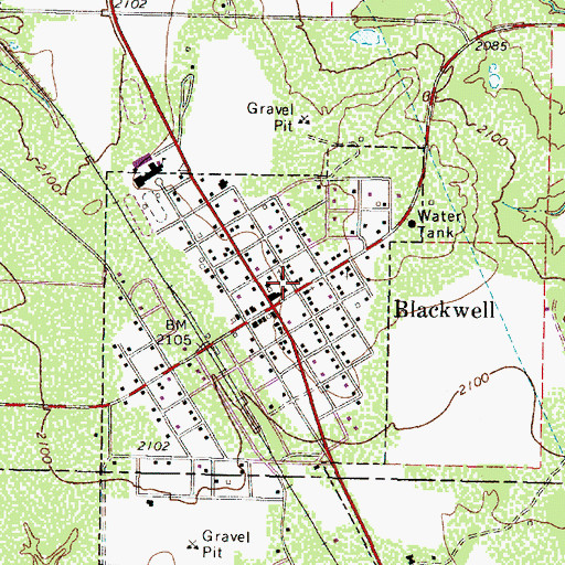 Topographic Map of Blackwell City Hall, TX