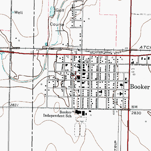 Topographic Map of Booker City Hall, TX