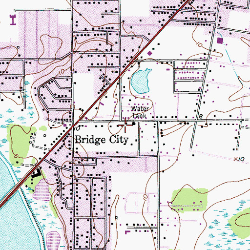 Topographic Map of Bridge City City Hall, TX