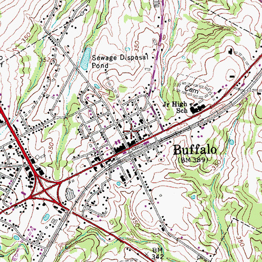 Topographic Map of Buffalo City Hall, TX