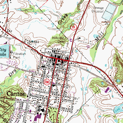 Topographic Map of Canton City Hall, TX