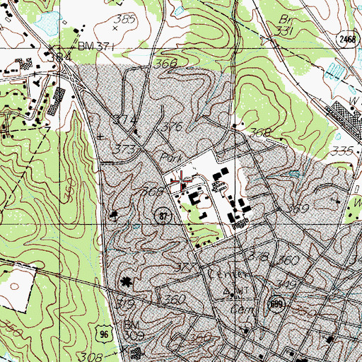 Topographic Map of Center City Hall, TX