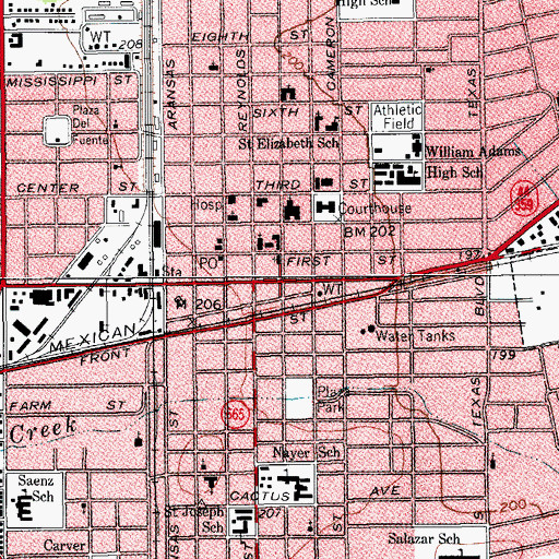 Topographic Map of Alice City Hall, TX