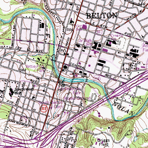 Topographic Map of Belton City Hall, TX