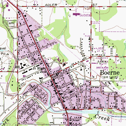 Topographic Map of Boerne City Municipal Offices, TX