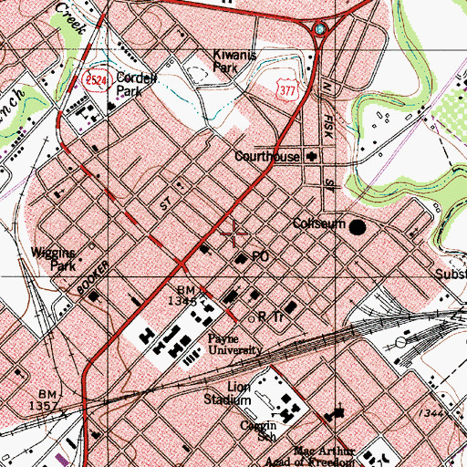 Topographic Map of Brownwood City Hall, TX
