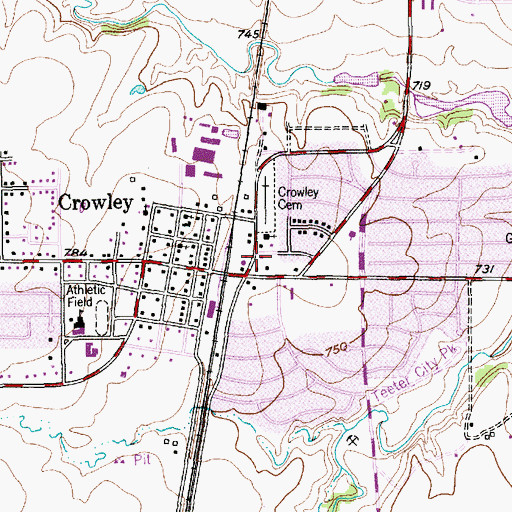 Topographic Map of Crowley City Hall, TX