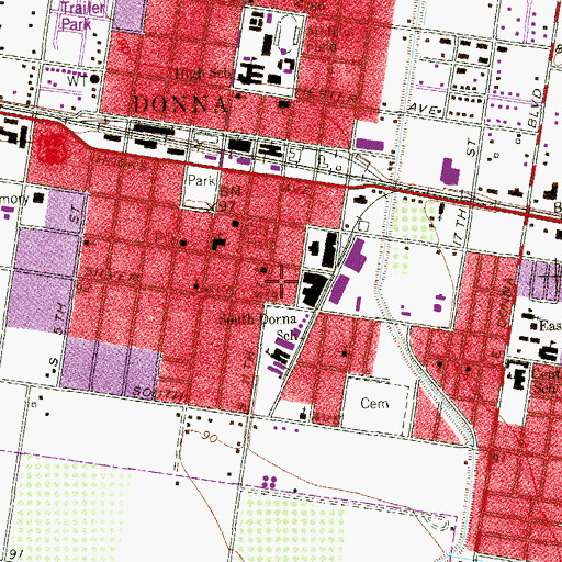Topographic Map of Donna City Hall, TX