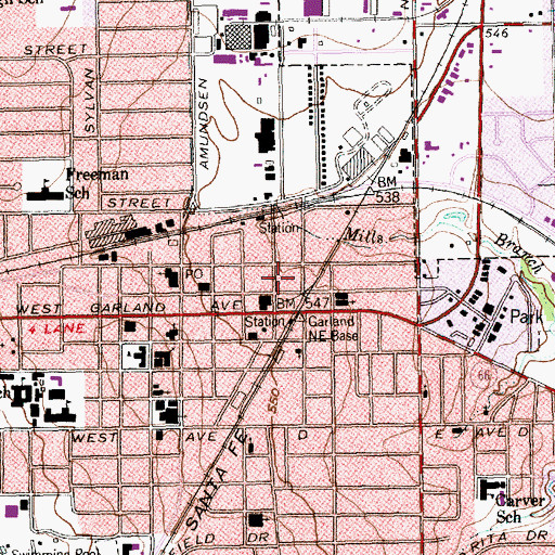 Topographic Map of Garland City Hall, TX