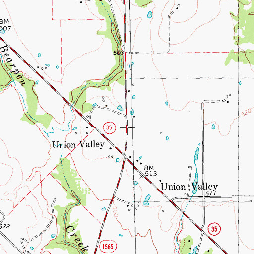 Topographic Map of Union Valley City Hall, TX