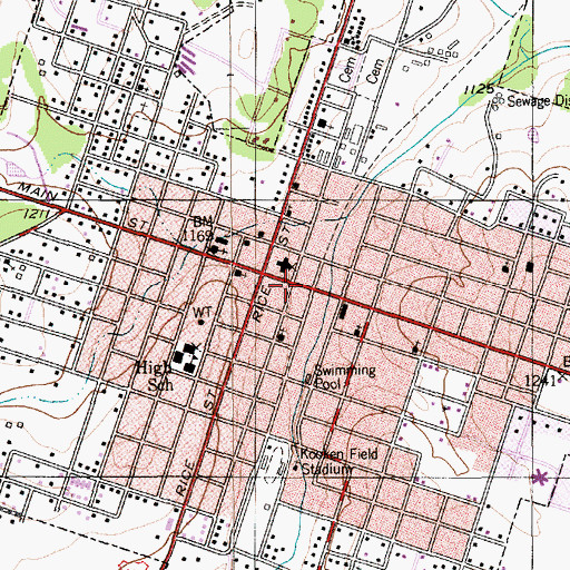 Topographic Map of Hamilton City Hall, TX