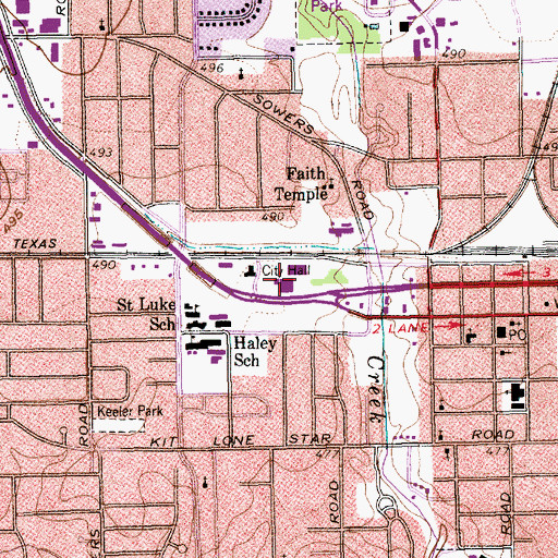 Topographic Map of Irving City Hall, TX