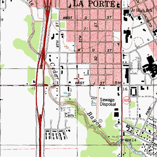 Topographic Map of La Porte City Hall, TX