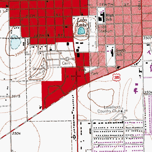 Topographic Map of Levelland City Hall, TX