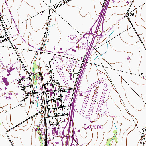 Topographic Map of Lorena City Hall, TX