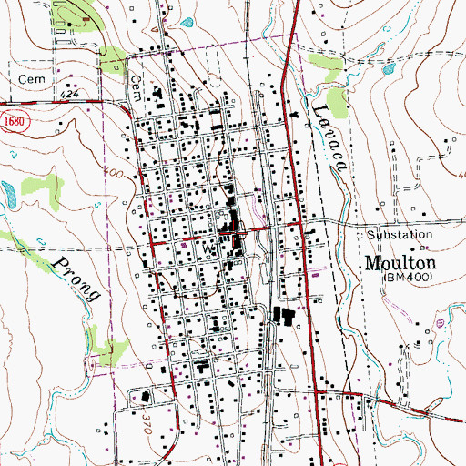 Topographic Map of Moulton City Hall, TX
