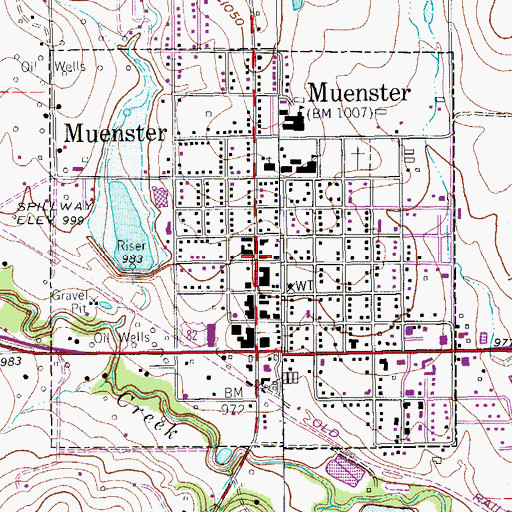Topographic Map of Muenster City Hall, TX