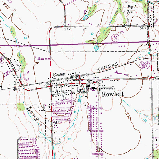Topographic Map of Rowlett City Hall, TX