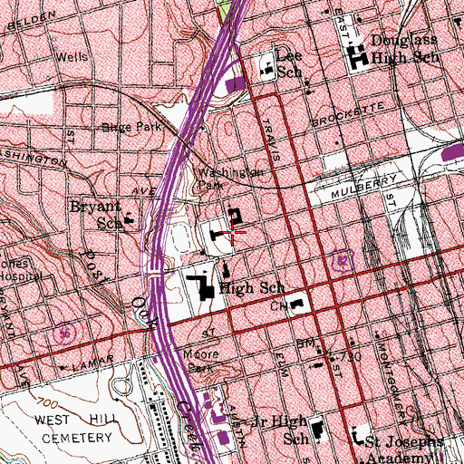 Topographic Map of Sherman City Hall, TX