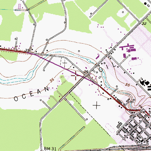 Topographic Map of Sweeney City Hall, TX