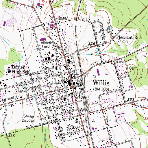 Topographic Map of Willis City Hall, TX
