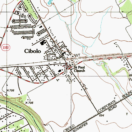 Topographic Map of Cibolo City Hall, TX