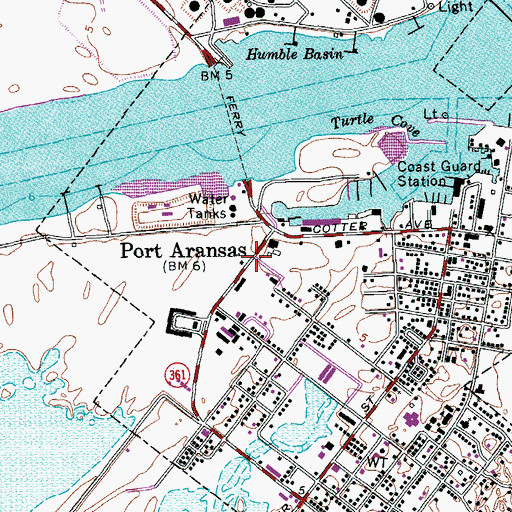 Topographic Map of Port Aransas City Hall, TX