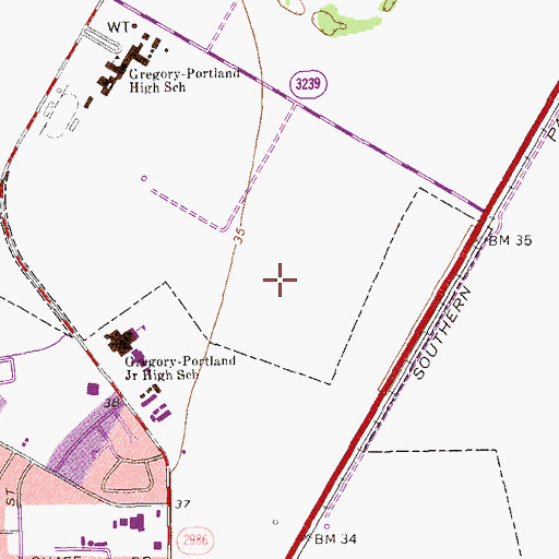 Topographic Map of Portland City Hall, TX