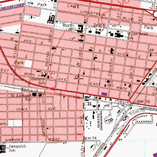Topographic Map of Robstown City Hall, TX