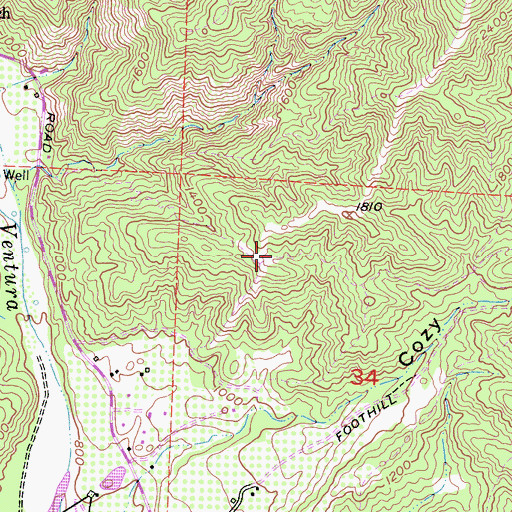 Topographic Map of Cozy Dell Trail, CA