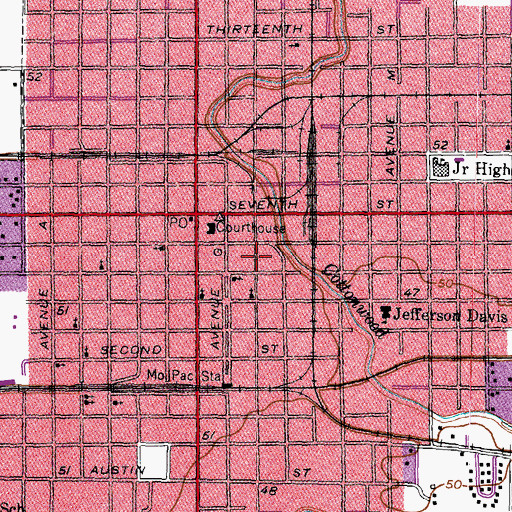 Topographic Map of Bay City City Hall, TX