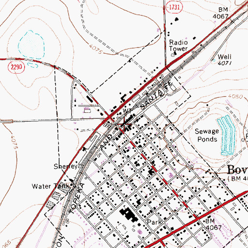 Topographic Map of Bovina City Hall, TX