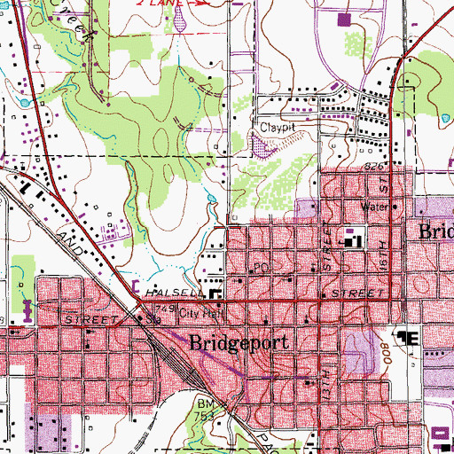 Topographic Map of Bridgeport City Hall, TX