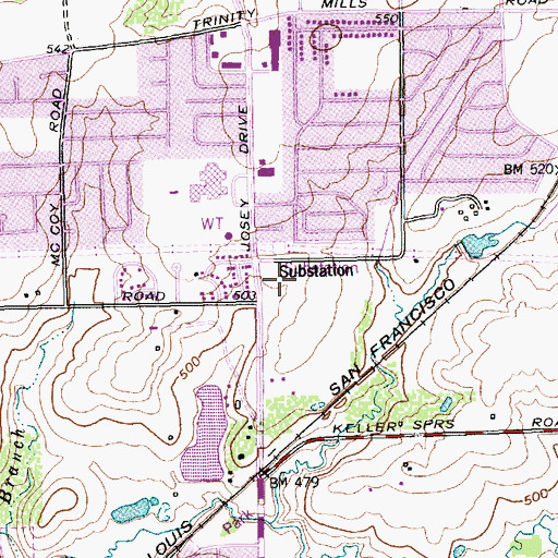 Topographic Map of Carrollton City Hall, TX