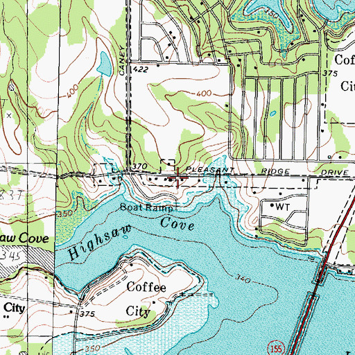 Topographic Map of Coffee City City Hall, TX