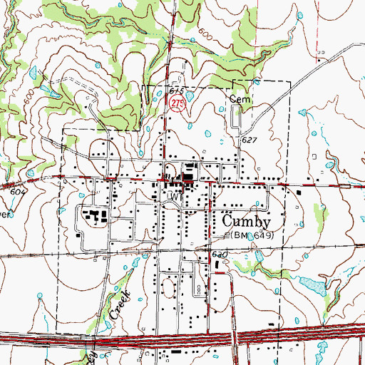 Topographic Map of City of Cumby Municipal Building, TX