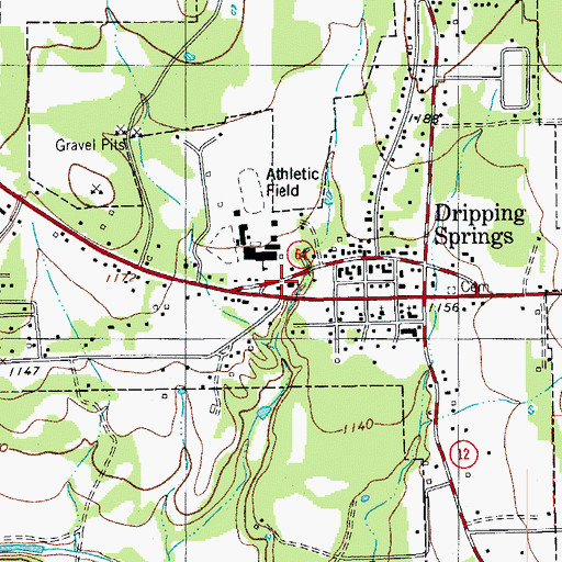 Topographic Map of Dripping Springs City Hall, TX