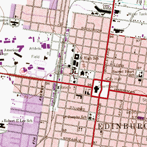 Topographic Map of Edinburg City Hall, TX