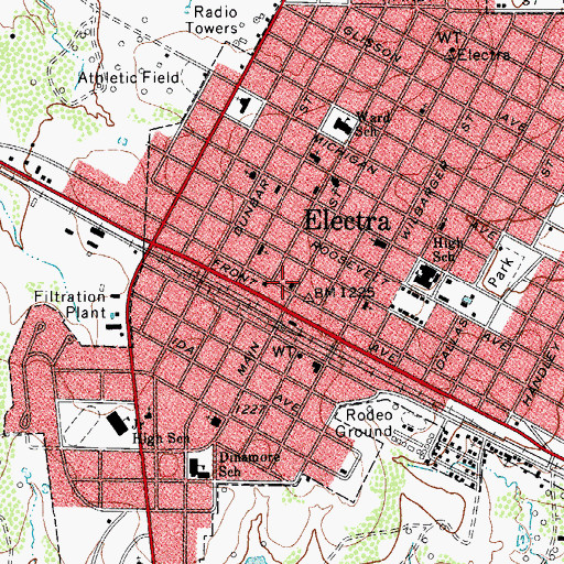 Topographic Map of Electra City Hall, TX