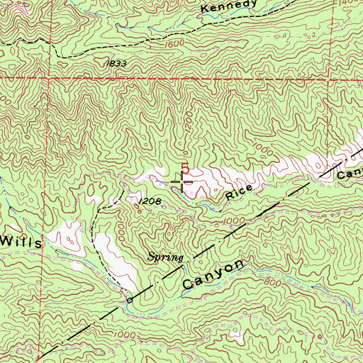 Topographic Map of Rice Wills Fuelbreak, CA