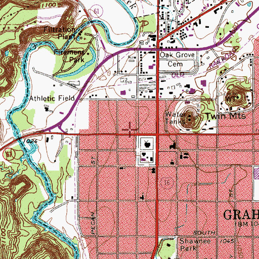 Topographic Map of Graham City Hall, TX