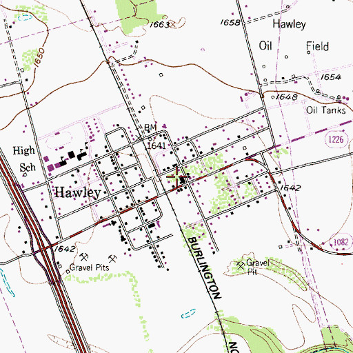 Topographic Map of Hawley City Hall, TX