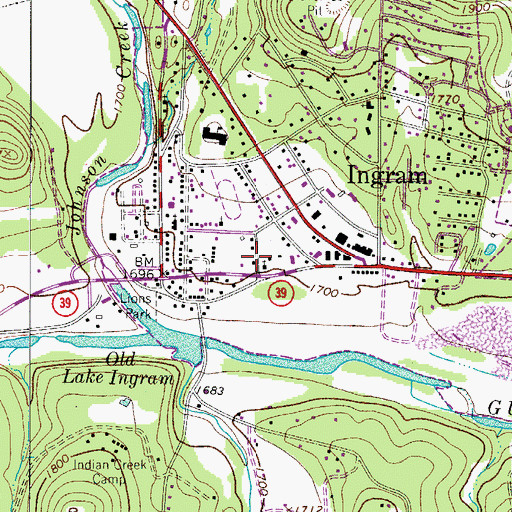 Topographic Map of Ingram City Hall, TX
