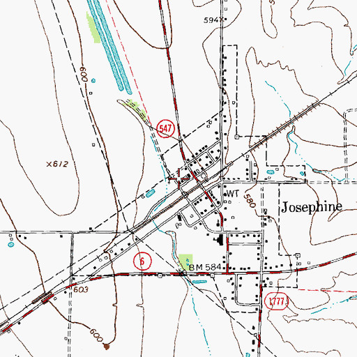 Topographic Map of Josephine City Hall, TX