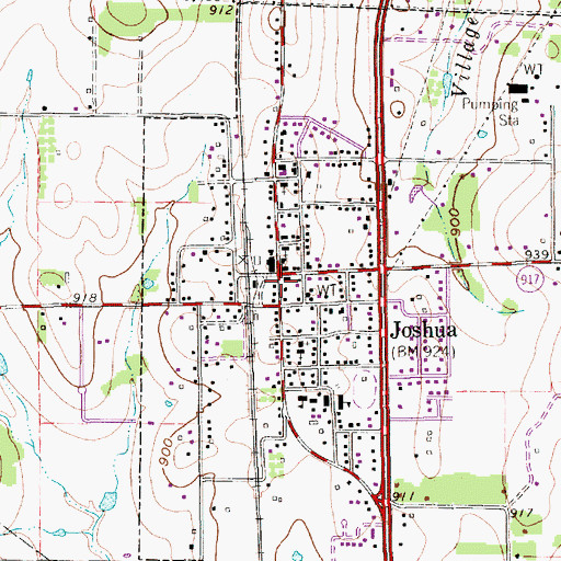 Topographic Map of Joshua City Hall, TX