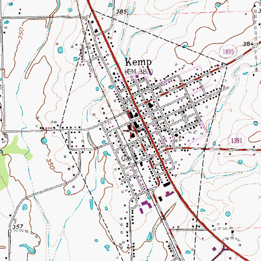 Topographic Map of Kemp City Hall, TX