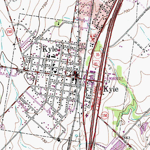 Topographic Map of Kyle City Hall, TX