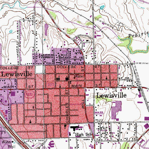 Topographic Map of Lewisville City Hall, TX
